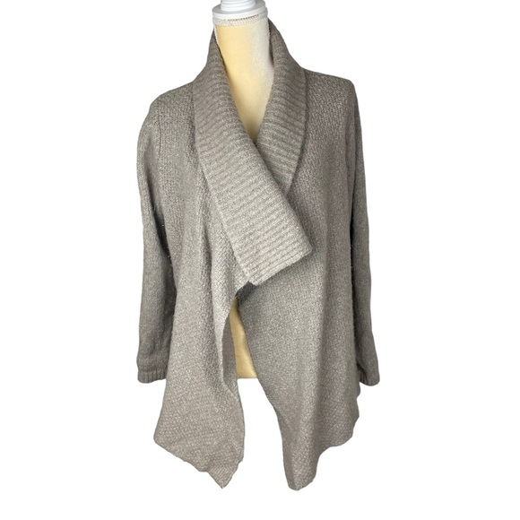 Loft beige wool alpaca draped waterfall cardigan‎ size Large - Picture 3 of 11